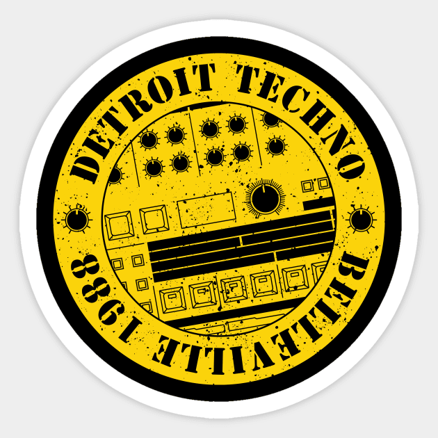 909 Drum Machine Detroit Techno Sticker by Atomic Malibu